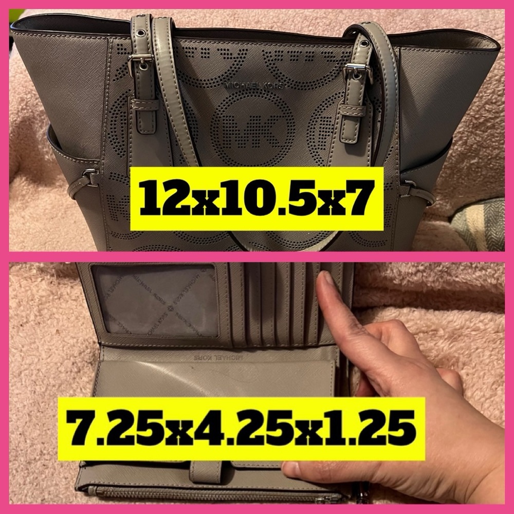 OPEN TO ANY REASONABLE OFFERS Michael Kors grey purse with matching wallet.